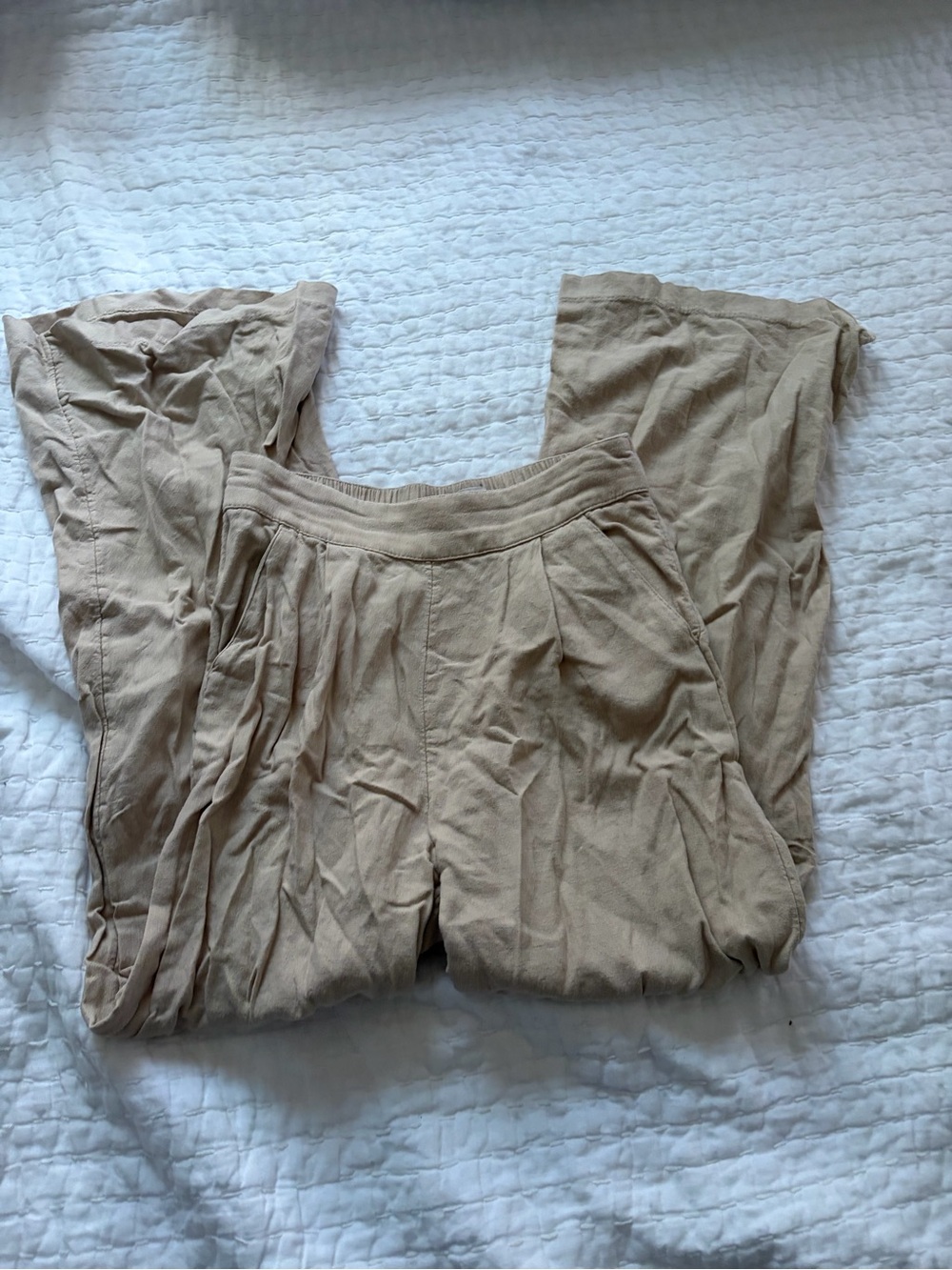 Abercrombie & Fitch Neutral Beige Wide-Leg linen pants size xs regular